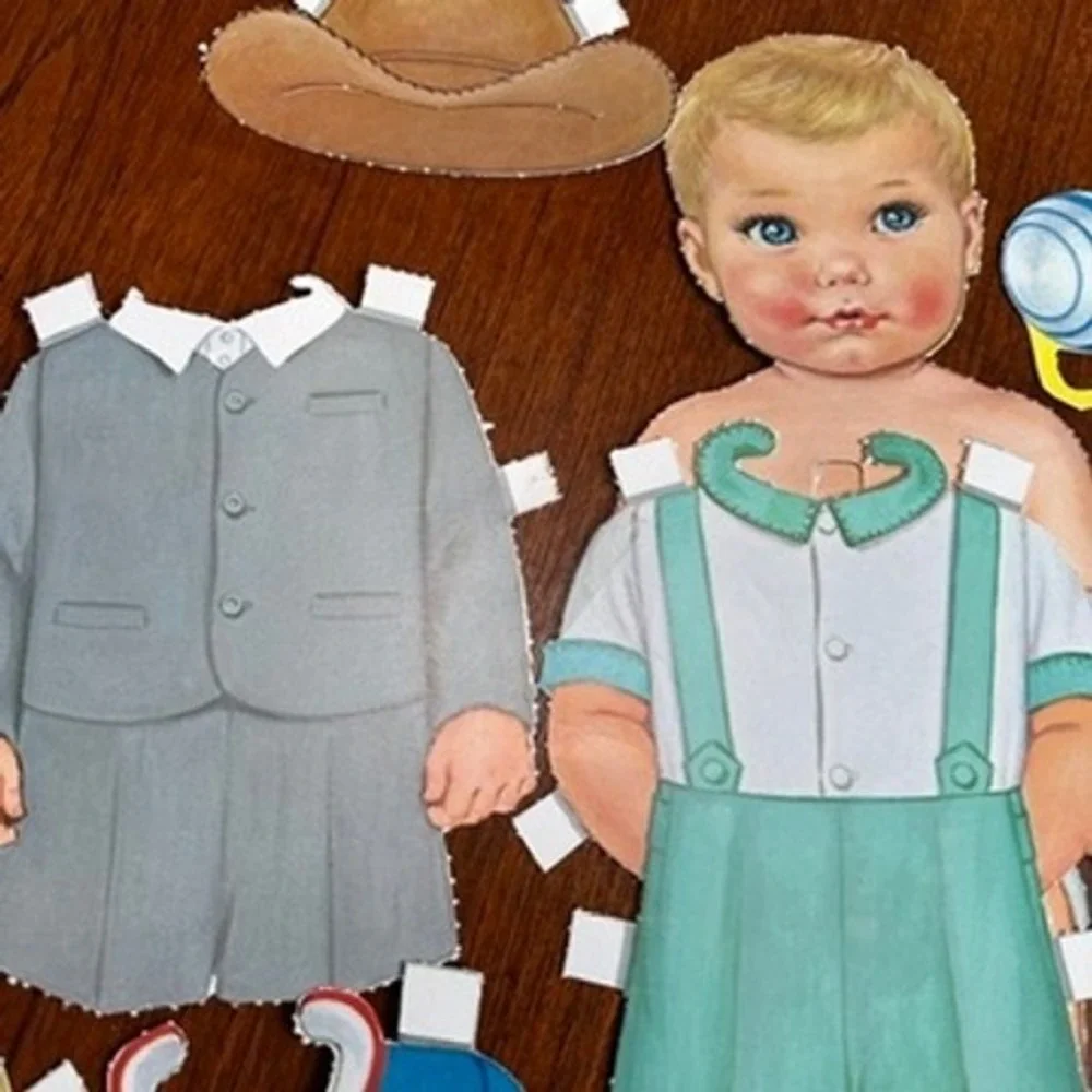 Vintage 50s Paper Doll Set Boy and Girl Mid-Century Retro Outfits Nostalgia MCM